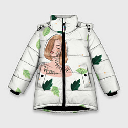 Куртка зимняя для девочки Поцелуй природы, цвет: 3D-черный
