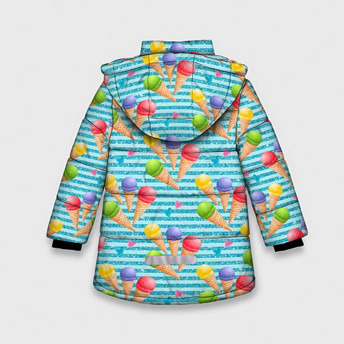 Зимняя куртка для девочки Разноцветное мороженое паттерн / 3D-Черный – фото 2
