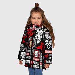 Куртка зимняя для девочки БУМАЖНЫЙ ДОМ ЛОГОБОМБИНГ LA CASA DE PAPEL, цвет: 3D-черный — фото 2