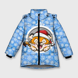 Куртка зимняя для девочки Тигренок 2022 в елочном шарике, цвет: 3D-светло-серый