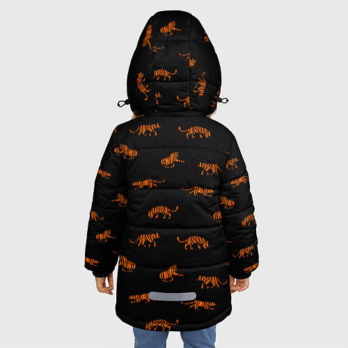 Зимняя куртка для девочки Тигры паттерн Tigers pattern / 3D-Красный – фото 4