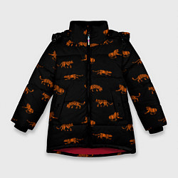 Зимняя куртка для девочки Тигры паттерн Tigers pattern