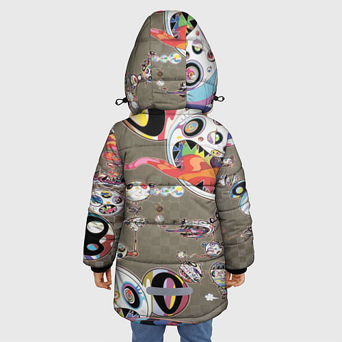 Зимняя куртка для девочки Арт Монстров / 3D-Светло-серый – фото 4