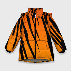 Куртка зимняя для девочки Шкура тигра диагональ, цвет: 3D-светло-серый