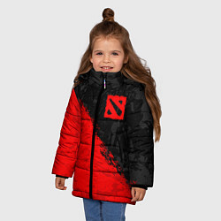 Куртка зимняя для девочки DOTA 2 RED LOGO, БРЫЗГИ КРАСОК, цвет: 3D-черный — фото 2