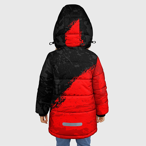 Зимняя куртка для девочки DOTA 2 RED LOGO, БРЫЗГИ КРАСОК / 3D-Красный – фото 4