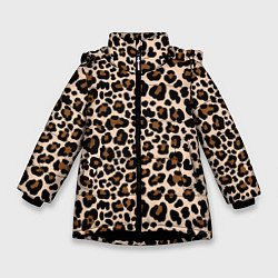 Куртка зимняя для девочки Леопардовые Пятна, цвет: 3D-черный