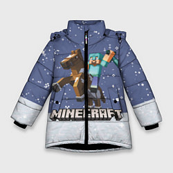 Куртка зимняя для девочки Майнкрафт Зима, цвет: 3D-черный