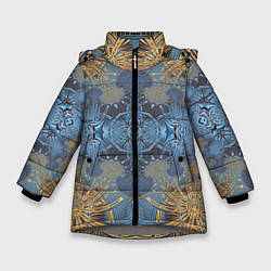 Куртка зимняя для девочки Коллекция Фрактальная мозаика Желто-синий 292-6-n1, цвет: 3D-светло-серый