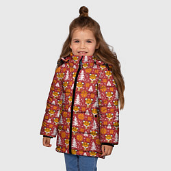 Куртка зимняя для девочки Милый вязаный тигр, цвет: 3D-красный — фото 2