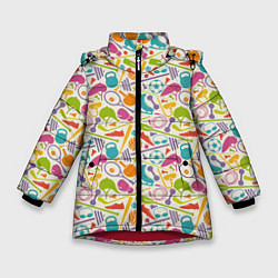 Куртка зимняя для девочки СПОРТ Здоровый Образ Жизни, цвет: 3D-красный