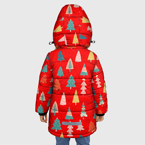 Зимняя куртка для девочки Новый год / 3D-Красный – фото 4