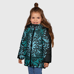 Куртка зимняя для девочки Зеленая мандала, цвет: 3D-черный — фото 2