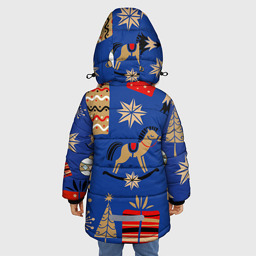 Зимняя куртка для девочки Новогодний узор / 3D-Красный – фото 4