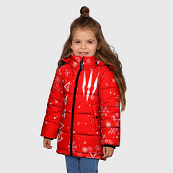 Куртка зимняя для девочки THE WITCHER НОВОГОДНИЕ СНЕЖИНКИ, цвет: 3D-красный — фото 2