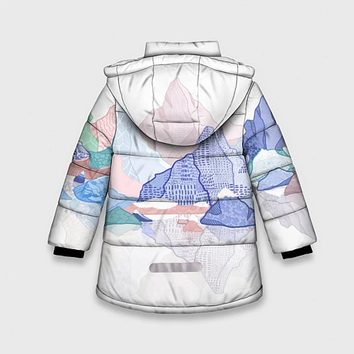Зимняя куртка для девочки Разноцветные пастельные оттенки гор в отражении во / 3D-Светло-серый – фото 2