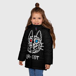Куртка зимняя для девочки QR кот в стерео очках, цвет: 3D-черный — фото 2
