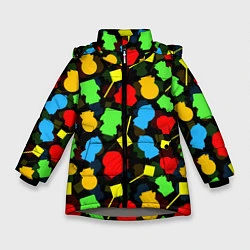 Куртка зимняя для девочки SOUTH PARK ЮЖНЫЙ ПАРК НОВОГОДНИЙ УЗОР, цвет: 3D-светло-серый
