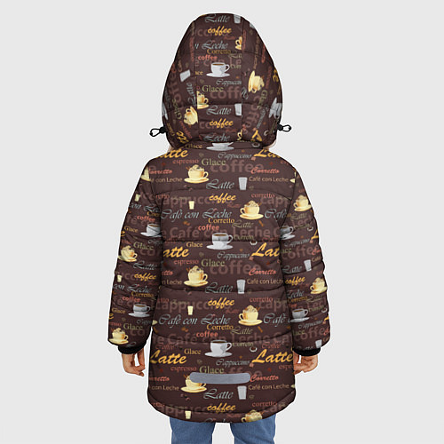 Зимняя куртка для девочки Разные Кофейные Напитки / 3D-Светло-серый – фото 4