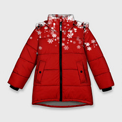 Куртка зимняя для девочки Рождественские снежинки, цвет: 3D-светло-серый