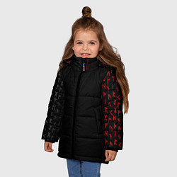 Куртка зимняя для девочки СЛАВЯНСКАЯ СИМВОЛИКА, МЕТАЛЛИЧЕСКИЕ РУНЫ, цвет: 3D-красный — фото 2