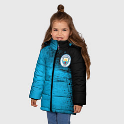 Куртка зимняя для девочки Manchester City голубая форма, цвет: 3D-черный — фото 2