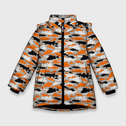 Зимняя куртка для девочки Рыболовный камуфляж из рыб
