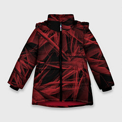 Зимняя куртка для девочки Красная абстракция цветы