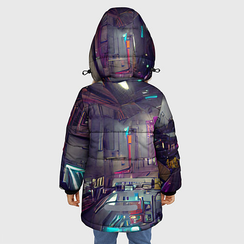 Зимняя куртка для девочки Городской киберпанк / 3D-Красный – фото 4