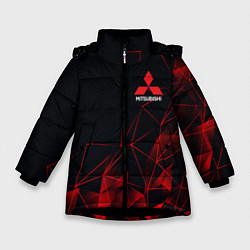 Куртка зимняя для девочки MITSUBISHI GEOMETRY RED SPORT JAPAN, цвет: 3D-черный