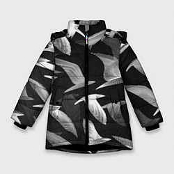 Куртка зимняя для девочки Стая птиц 01, цвет: 3D-черный