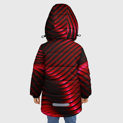 Зимняя куртка для девочки Волны красного металла / 3D-Красный – фото 4