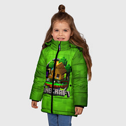 Куртка зимняя для девочки Minecraft Logo Green, цвет: 3D-светло-серый — фото 2