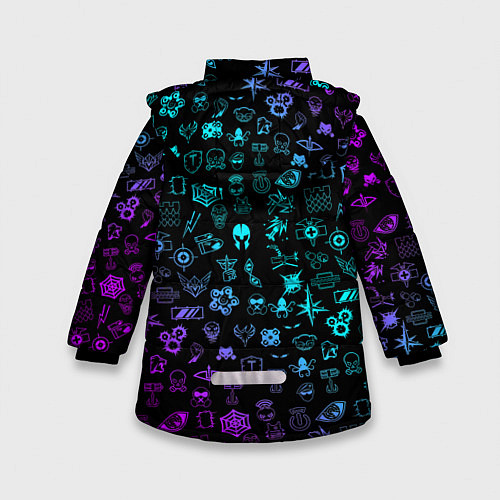 Зимняя куртка для девочки RAINBOW SIX SIEGE NEON PATTERN SYMBOL / 3D-Черный – фото 2