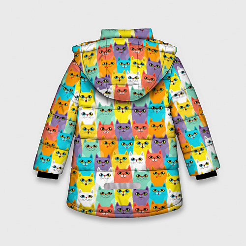 Зимняя куртка для девочки Разноцветные Мультяшные Котики / 3D-Светло-серый – фото 2