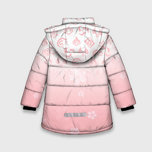 Зимняя куртка для девочки ГЕНШИН ИМПАКТ ЯПОНИЯ САКУРА ЦВЕТОК / 3D-Светло-серый – фото 2
