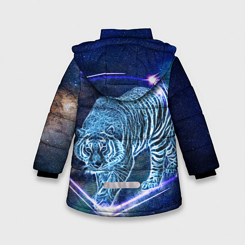 Зимняя куртка для девочки Тигр идет по млечному пути / 3D-Черный – фото 2