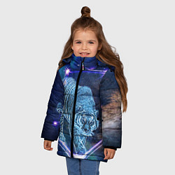 Куртка зимняя для девочки Тигр идет по млечному пути, цвет: 3D-черный — фото 2