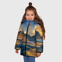 Куртка зимняя для девочки Красивый горный пейзаж, цвет: 3D-светло-серый — фото 2
