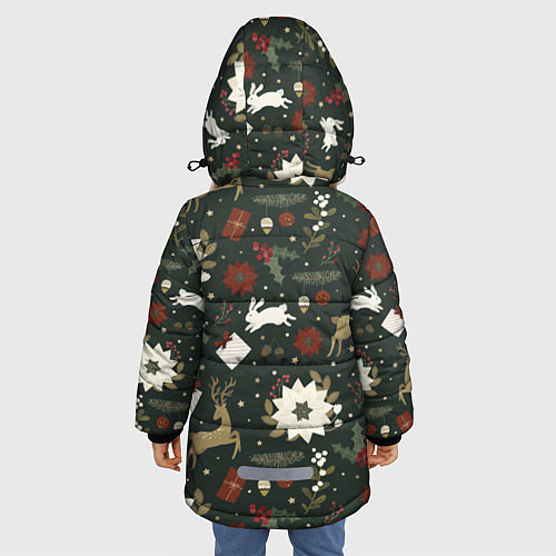 Зимняя куртка для девочки Олени Новый Год / 3D-Красный – фото 4