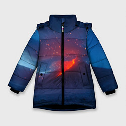 Зимняя куртка для девочки Извержение вулкана ночью