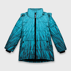 Куртка зимняя для девочки Коллекция Rays Лучи Голубой и черный Абстракция 65, цвет: 3D-черный