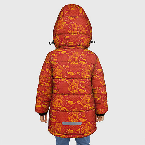 Зимняя куртка для девочки Фон с Тигром / 3D-Красный – фото 4