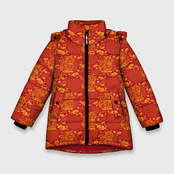 Куртка зимняя для девочки Фон с Тигром, цвет: 3D-красный