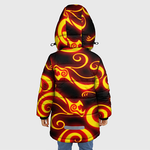 Зимняя куртка для девочки ОГНЕННОЕ ТАТУ ДРАКЕНА DRAKEN FIRE TATTOO / 3D-Светло-серый – фото 4
