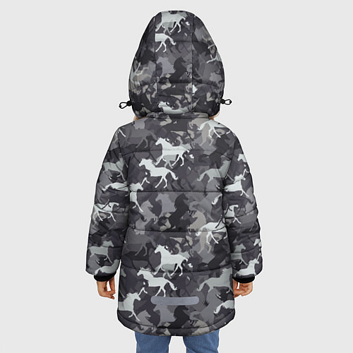 Зимняя куртка для девочки Табун Лошадей / 3D-Светло-серый – фото 4