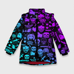 Куртка зимняя для девочки UNDERTALE NEON PATTERN УЗОР, цвет: 3D-красный