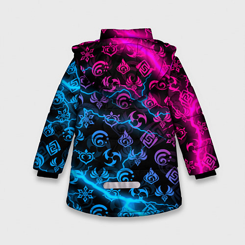 Зимняя куртка для девочки НЕОНОВЫЕ МОЛНИИ, GENSHIN IMPACT NEON / 3D-Черный – фото 2