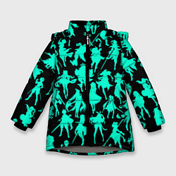 Куртка зимняя для девочки НЕОНОВЫЕ ГЕРОИ ГЕНШИН ИМПАКТ, цвет: 3D-светло-серый