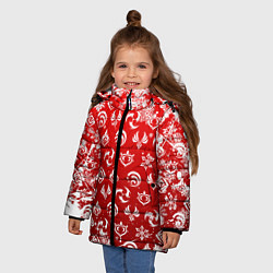 Куртка зимняя для девочки НОВОГОДНИЕ СТИХИИ ГЕНШИН ИМПАКТ, НОВЫЙ ГОД, цвет: 3D-красный — фото 2